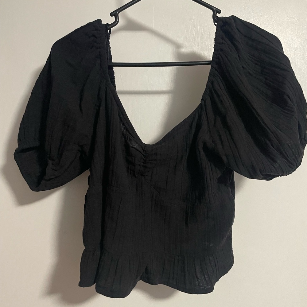 Roxy Black Puff Sleeve Blouse